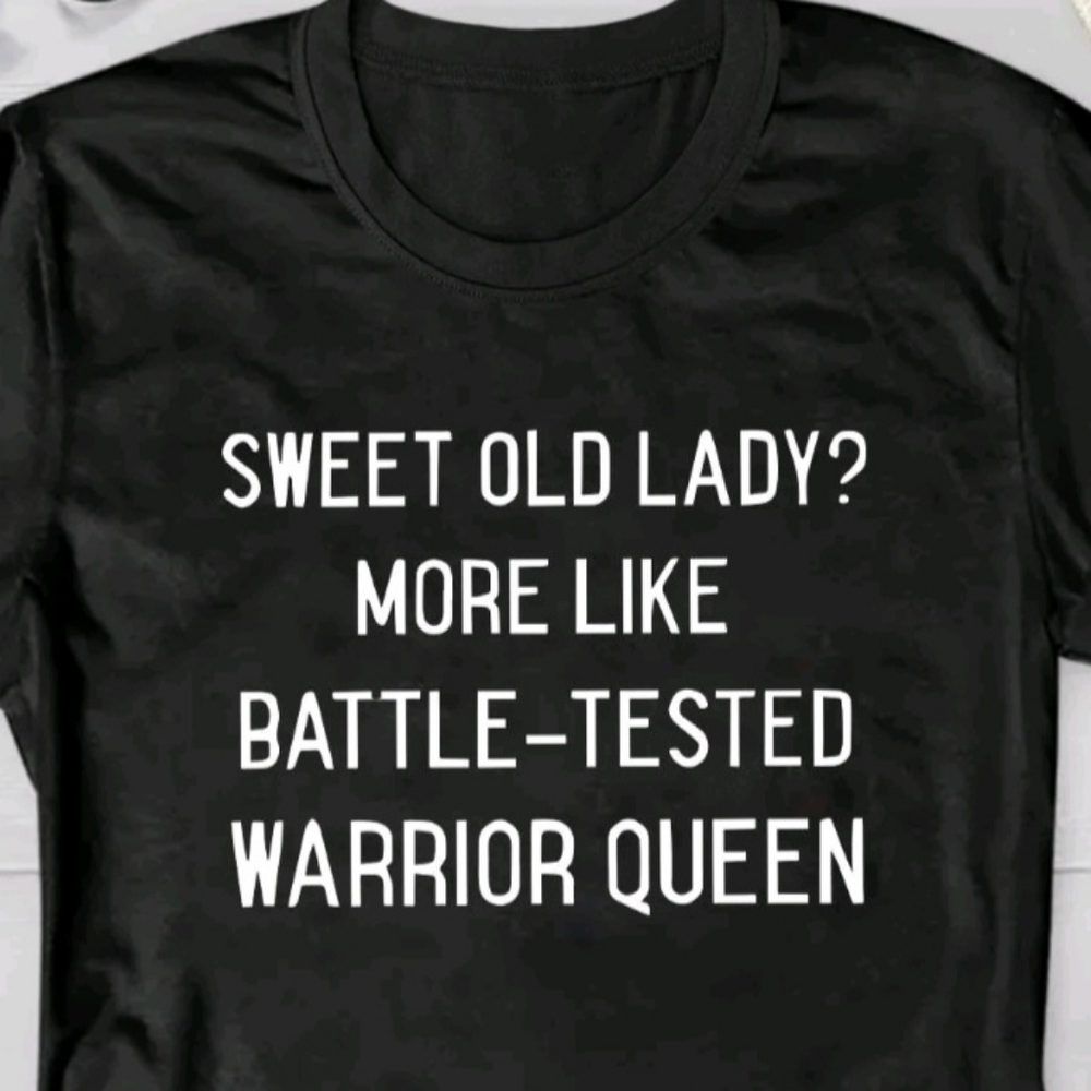 NWOT Black Graphic Tee with Warrior Queen Text